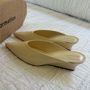 Reformation Cream Pointed-Toe Wedge Mules